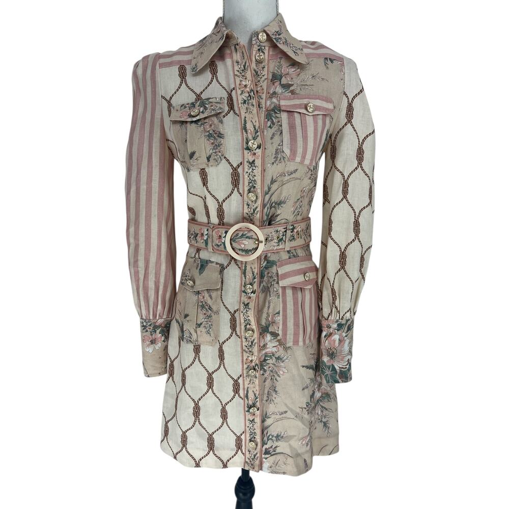 Zimmermann Spliced Moonshine Patchwork Linen Shir… - image 4